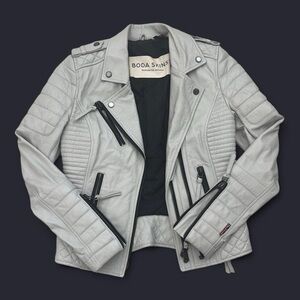 Limited Edition Boda Skins Gray Leather biker Jacket